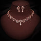 Tehzeeb Creations Brass Rose Gold-Polished Pink Colour Necklace With Earrings - Swadesiicart
