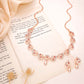 Tehzeeb Creations Brass Rose Gold-Polished Pink Colour Necklace With Earrings - Swadesiicart