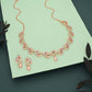 Tehzeeb Creations Brass Rose Gold-Polished Pink Colour Necklace With Earrings - Swadesiicart