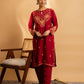 HOUSE OF KARI Floral Embroidered Chikankari Kurta With Palazzos | Swadesiicart