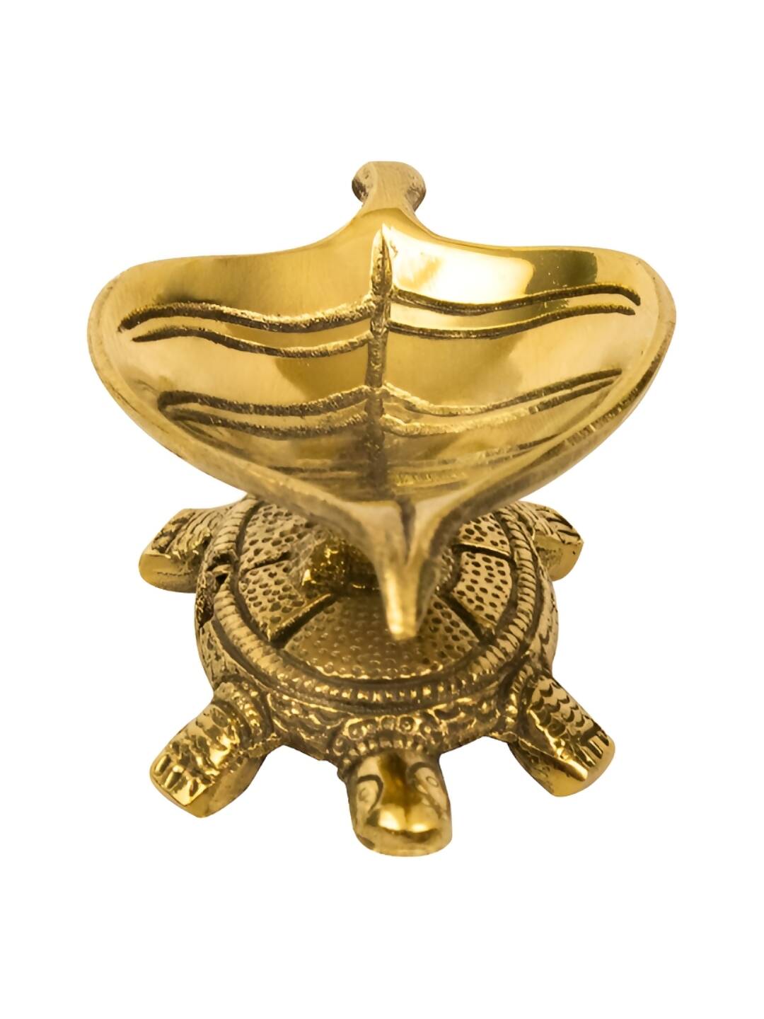 Spillbox Gold Toned Tortoise Leaf Diya | Swadesiicart
