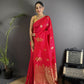 Joban Fashion Red Banarasi Lichi Silk Gold Zari Meena Saree | Swadesiicart