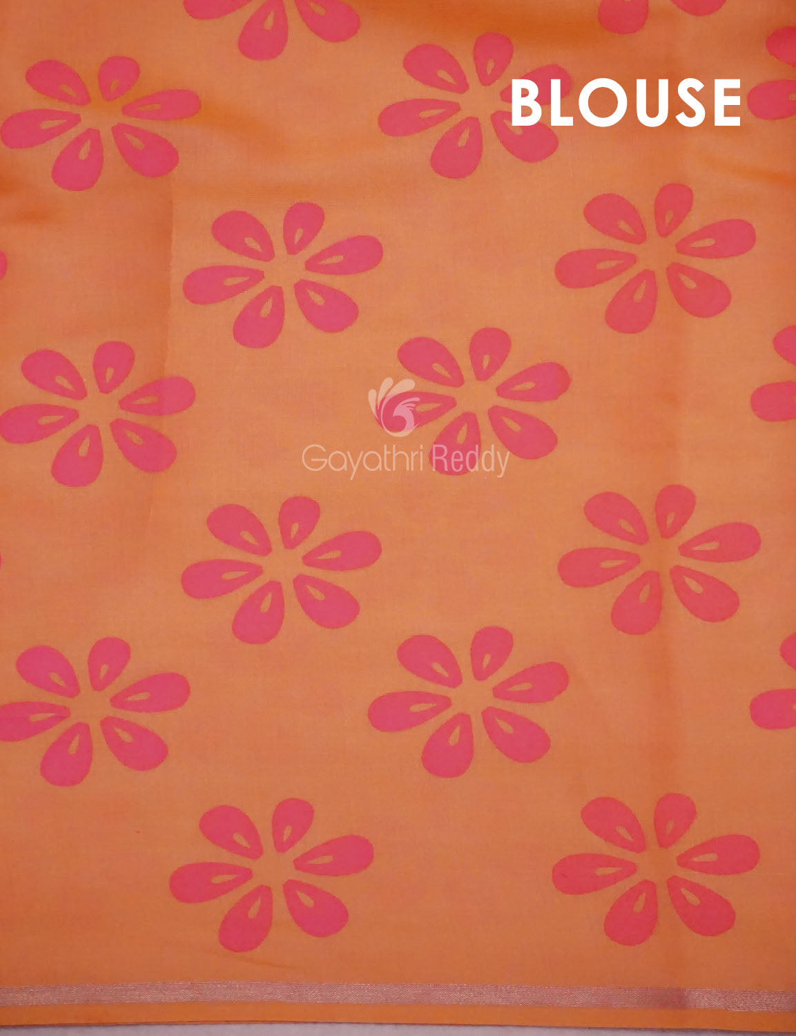 Neon Orange Colour Chanderi Block Print Saree By Gayathri Reddy Designer Studio | Swadesiicart