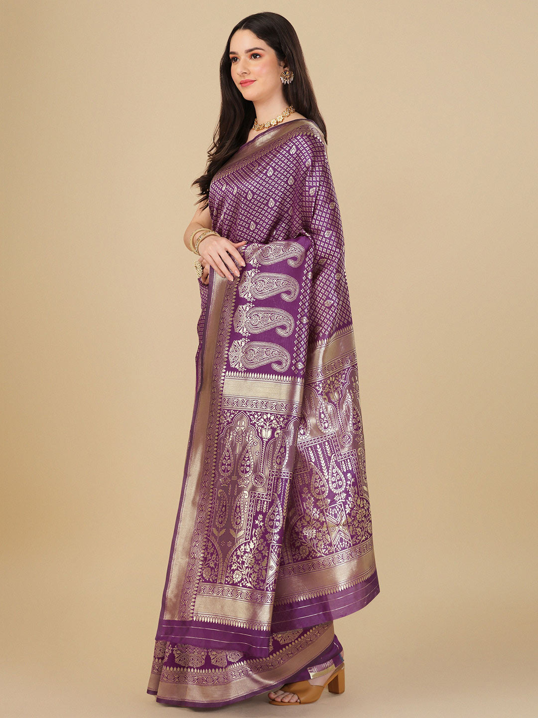 Kalini Ethnic Motif Woven Design Zari Art Silk Banarasi Saree | Swadesiicart