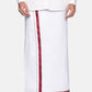 Sethukrishna Mens White Solid Cotton Readymade Dhoti | Swadesiicart