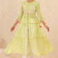 Juniper Women Green Chiffon Embroidered Tiered Kurta | Swadesiicart