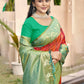 Anaita Coral Silk Saree With Blouse Piece