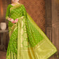 Vardha Pear Green Zari Floral Woven Banarasi Saree | Swadesiicart