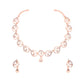 Tehzeeb Creations Brass Rose Gold-Polished White Colour Necklace With Earrings - Swadesiicart
