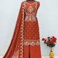 Anaita Orange Vichitra Silk Suit with Embroidery & Sequence Work
