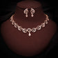 Tehzeeb Creations Brass Rose Gold-Polished White Colour Necklace With Earrings - Swadesiicart