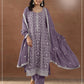 Anaita Purple Silk Suit with Embroidery & Sequence Work