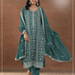 Anaita Emerald Silk Suit with Embroidery & Sequence Work