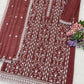 Anaita Maroon Silk Suit with Embroidery & Sequence Work