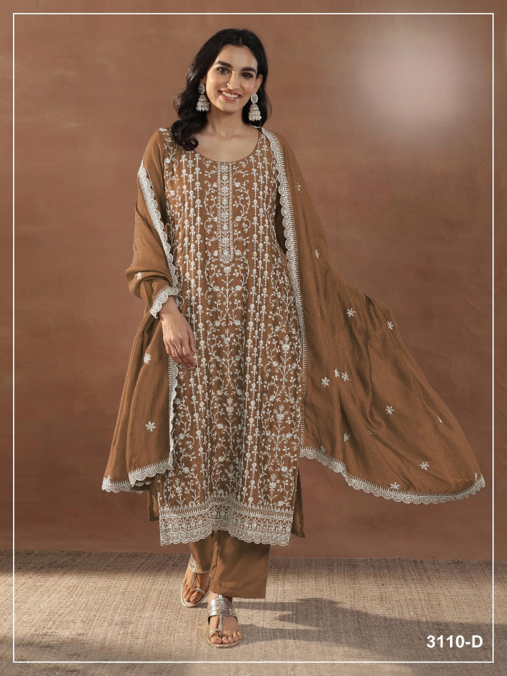 Anaita D Mustard Silk Suit with Embroidery & Sequence Work