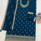 Anaita Teal Faux Georgette Suit With Embroidery Work