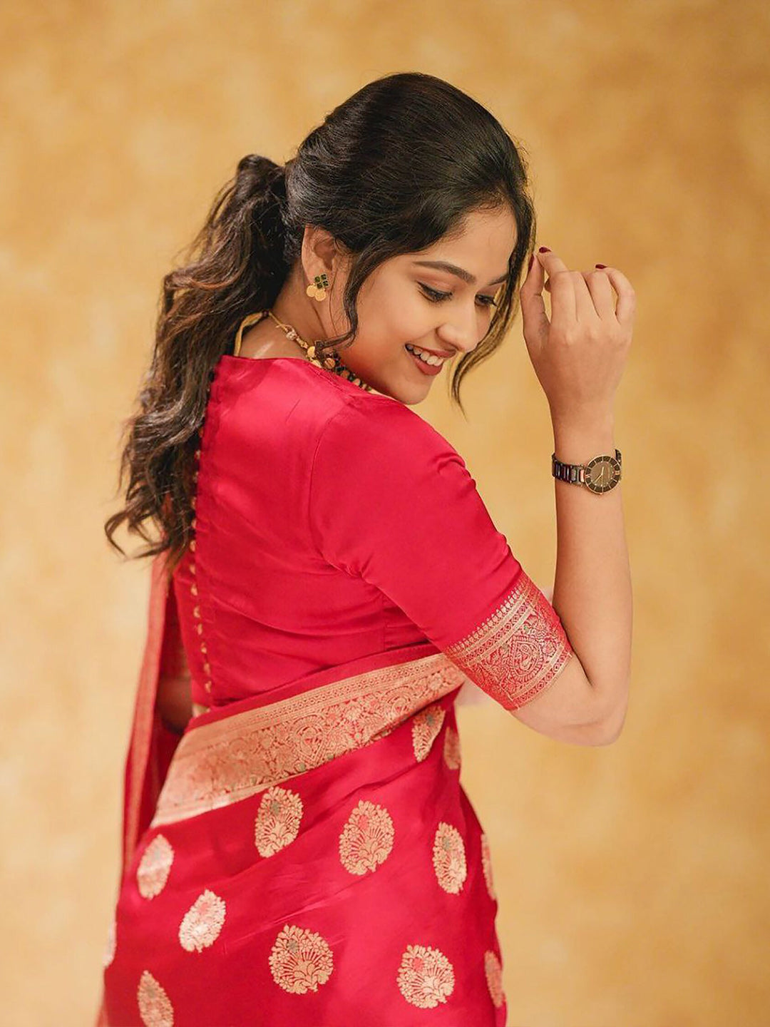 Kalini Ethnic Motifs Woven Design Zari Silk Cotton Banarasi Saree | Swadesiicart