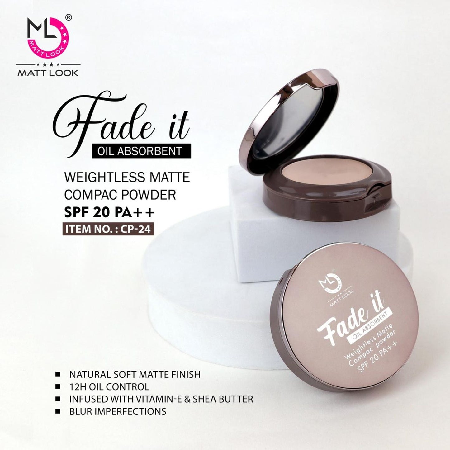 Matt Look Fade If Oil Absorbent Compact - 03 Warm Nude - Swadesiicart