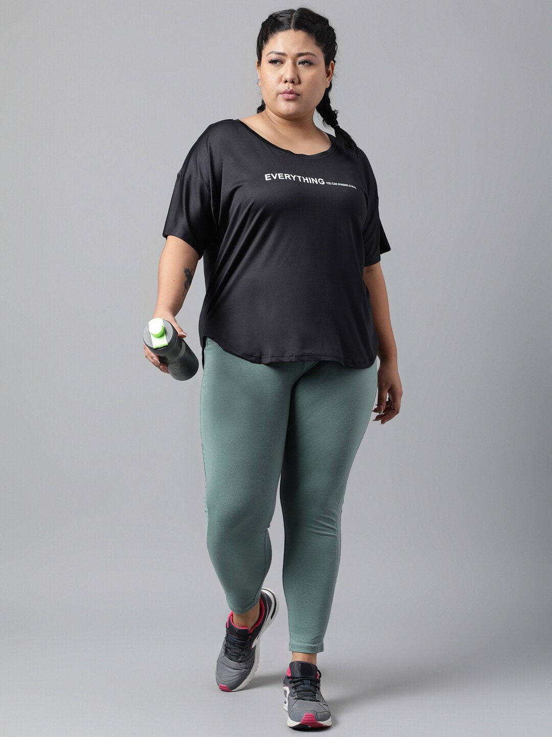 MKH Plus Size Relaxed Fit Typography Printed Drop Shoulder Sleeves Dri-Fit Sports T-shirt - Swadesiicart