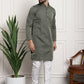 Sojanya Men Green & Off-White Woven Design Kurta with Churidar | Swadesiicart