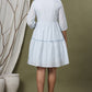Juniper Sky Blue Swiss Dot Festive Embroidered Tiered Dress For Women | Swadesiicart