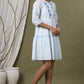 Juniper Sky Blue Swiss Dot Festive Embroidered Tiered Dress For Women | Swadesiicart