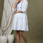 Juniper Sky Blue Swiss Dot Festive Embroidered Tiered Dress For Women | Swadesiicart