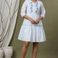 Juniper Sky Blue Swiss Dot Festive Embroidered Tiered Dress For Women | Swadesiicart