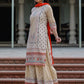 Juniper Women Beige Cotton Cambric Printed Kurta, Sharara & Dupatta Set | Swadesiicart