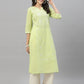 Juniper Pista Green Cambric Festive Embroidered Straight Kurta For Women | Swadesiicart