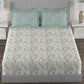 MYTRIDENT Green White Ethnic Motifs Cotton 144 TC Queen Bedsheet With 2 Pillow Covers - Swadesiicart