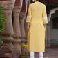 Juniper Women's Yellow Cambric Embroidered Straight Kurta | Swadesiicart