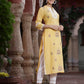 Juniper Women's Yellow Cambric Embroidered Straight Kurta | Swadesiicart