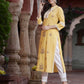 Juniper Women's Yellow Cambric Embroidered Straight Kurta | Swadesiicart
