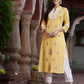 Juniper Women's Yellow Cambric Embroidered Straight Kurta | Swadesiicart