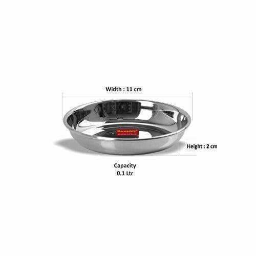 Stainless Steel Heavy Gauge Small Halwa Plates with Mirror finish - Set of 6pc - Swadesiicart