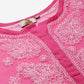 ADA Women Pink & White Sheer Chikankari Embroidered Straight Handloom Kurta with Inner | Swadesiicart