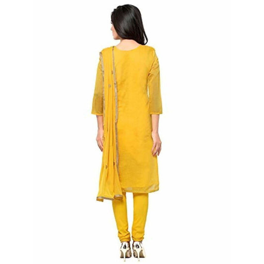 Yellow Chanderi Cotton Dress Material | Swadesiicart