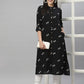 Juniper Black Rayon Festive Printed A-Line Kurta For Women | Swadesiicart