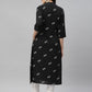 Juniper Black Rayon Festive Printed A-Line Kurta For Women | Swadesiicart