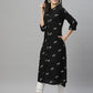 Juniper Black Rayon Festive Printed A-Line Kurta For Women | Swadesiicart