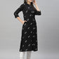 Juniper Black Rayon Festive Printed A-Line Kurta For Women | Swadesiicart