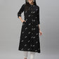 Juniper Black Rayon Festive Printed A-Line Kurta For Women | Swadesiicart