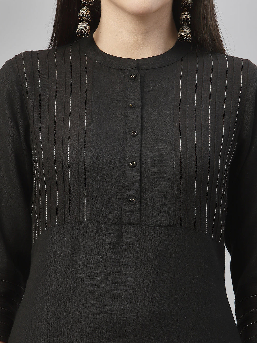Juniper Black Rayon Festive Solid Straight Kurta For Women | Swadesiicart