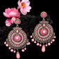 Shining Diva Pink Circular Drop Earrings | Swadesiicart