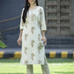 Juniper Off White Cotton Dobby Festive Printed Straight Kurta Sets For Women - Swadesiicart