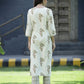 Juniper Off White Cotton Dobby Festive Printed Straight Kurta Sets For Women - Swadesiicart