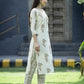Juniper Off White Cotton Dobby Festive Printed Straight Kurta Sets For Women - Swadesiicart