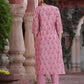 Juniper Women's Pink Muslin Embroidered Straight Kurta Sets - Swadesiicart