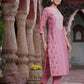 Juniper Women's Pink Muslin Embroidered Straight Kurta Sets - Swadesiicart